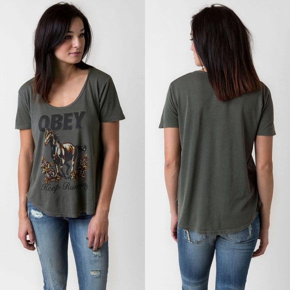 Obey Mustang Roses Graphic Tee - Picture 1 of 5